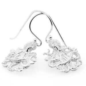 Octopus Earrings in Sterling Silver by World Treasure Designs