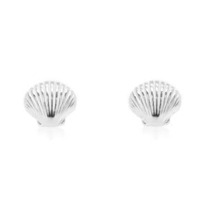 Seashell Stud Earrings in Sterling Silver by World Treasure Designs