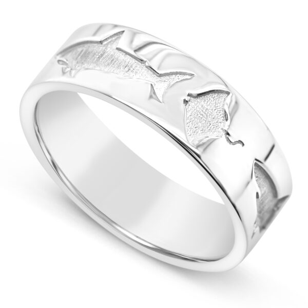 Shark and Stingray Sterling Silver Ring by World Treasure Designs