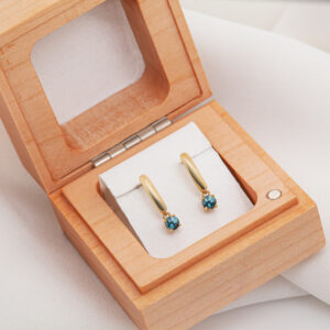 Australian Blue Sapphire Drop Earrings Set in Yellow Gold by World Treasure Designs