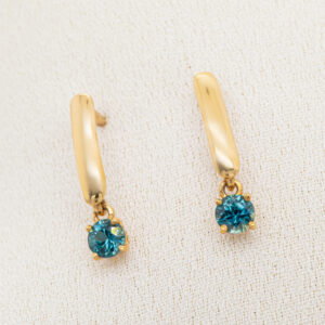 Australian Blue Sapphire Earrings that drop in Yellow Gold by World Treasure Designs