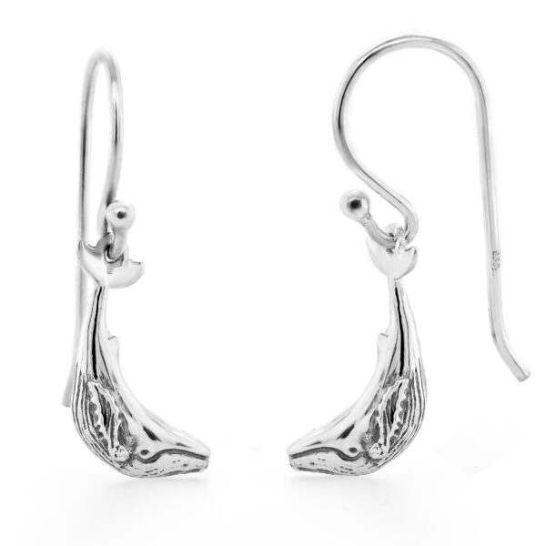 Full Body of a Humpback Whale in Earrings in Sterling Silver by World Treasure Designs