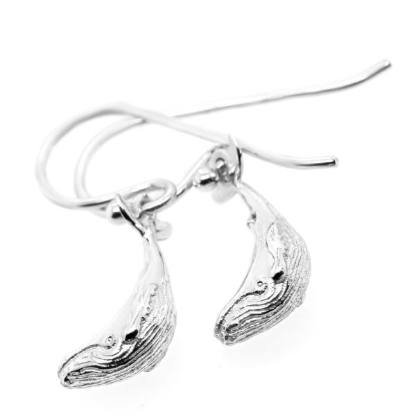 Two Humpback Whales made into Earrings in Sterling Silver by World Treasure Designs