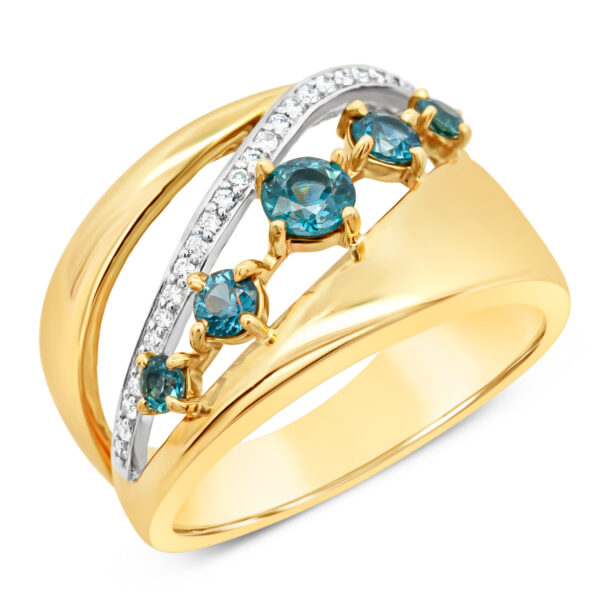 Australian Lava Plains Blue Sapphire and Diamond Ring in Yellow and White Gold by World Treasure Designs