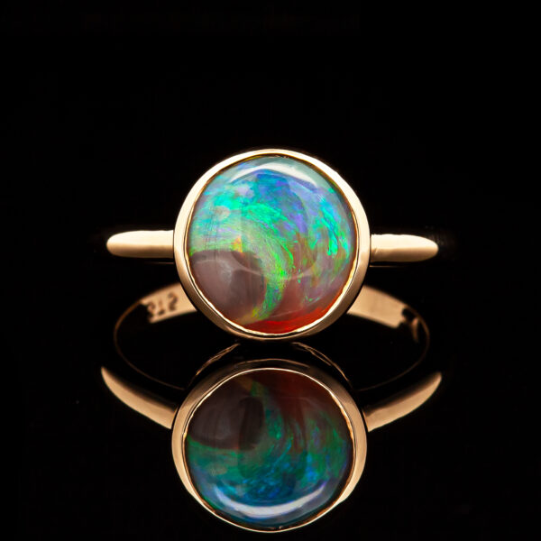Australian Fossil Shell Opal Ring in Yellow Gold by World Treasure Designs