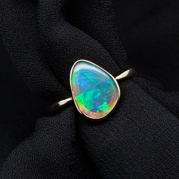 Australian Opal Ring in Yellow Gold by World Treasure Designs