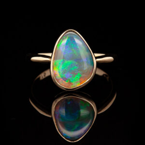 Australian Crystal Black Opal Ring in Yellow Gold by World Treasure Designs