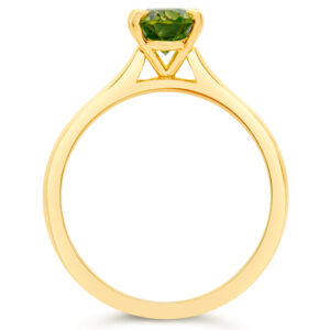 Australian Green Parti Oval Sapphire Ring in Yellow Gold by World Treasure Designs