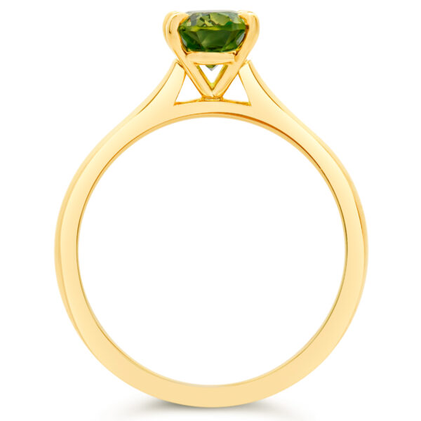 Australian Green Parti Oval Sapphire Ring in Yellow Gold by World Treasure Designs