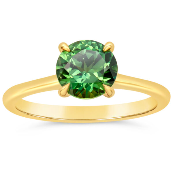 Australian Green Parti Sapphire Ring in Yellow Gold by World Treasure Designs
