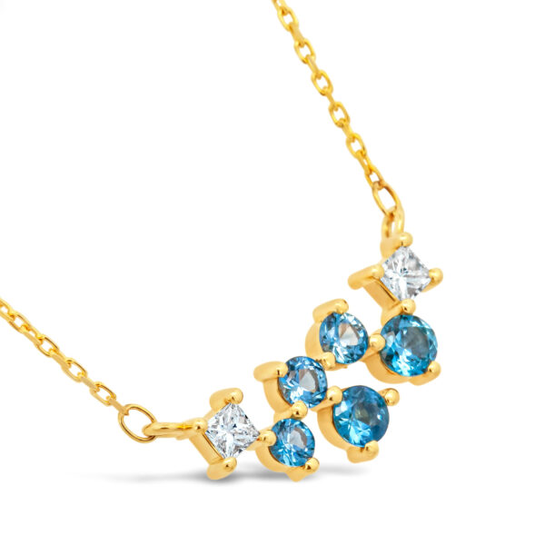 Australian Icy Blue Sapphire and Diamond Cluster Necklace in Yellow Gold by World Treasure Designs