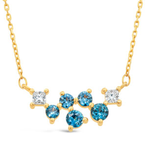 Australian Icy Blue Sapphire and Diamond Necklace in Yellow Gold by World Treasure Designs