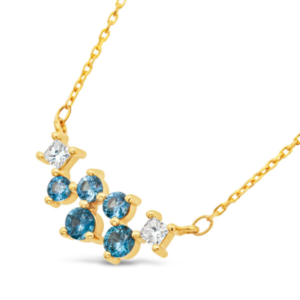 Australian Icy Blue Sapphire and Diamond Pendant in Yellow Gold by World Treasure Designs