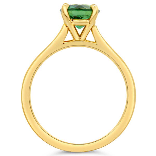 Australian Round Green Parti Sapphire Ring in Yellow Gold by World Treasure Designs