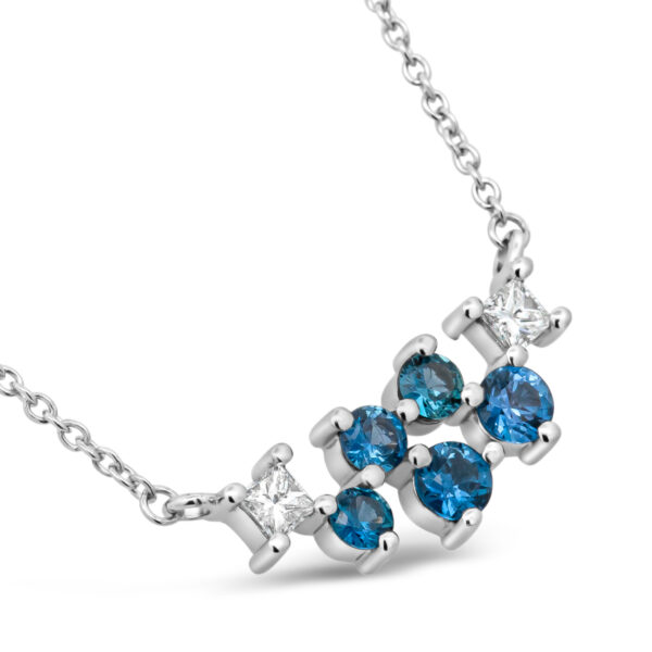 Australian Icy Blue Sapphire Diamond Necklace in White Gold by World Treasure Designs