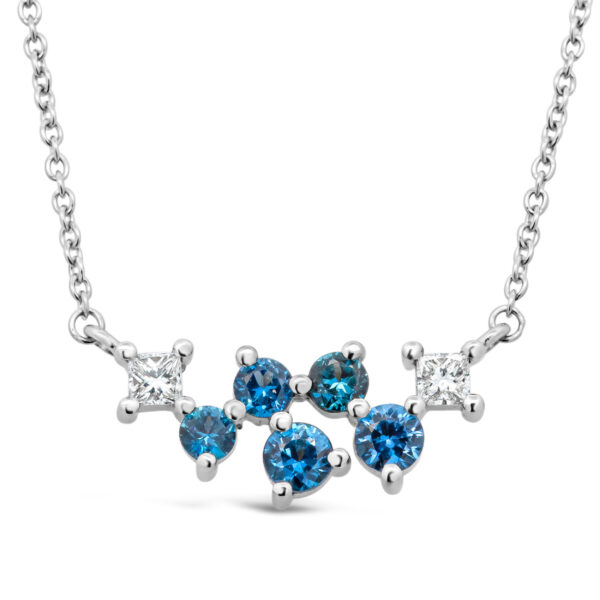 Australian Icy Blue Sapphire and Diamond Necklace in White Gold by World Treasure Designs