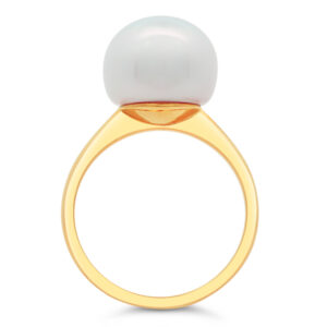 Australian South Sea White Pearl Ring in Yellow Gold by World Treasure Designs