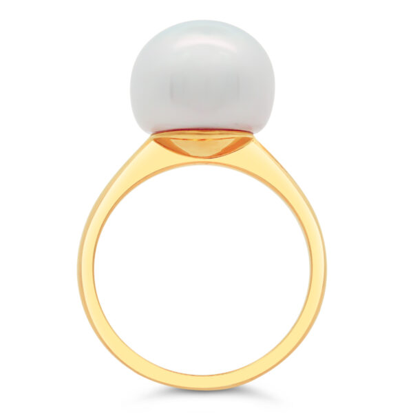 Australian South Sea White Pearl Ring in Yellow Gold by World Treasure Designs