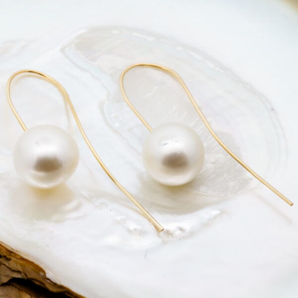 Australian South Sea Pearl Large Drop Earrings in Yellow Gold by World Treasure Designs