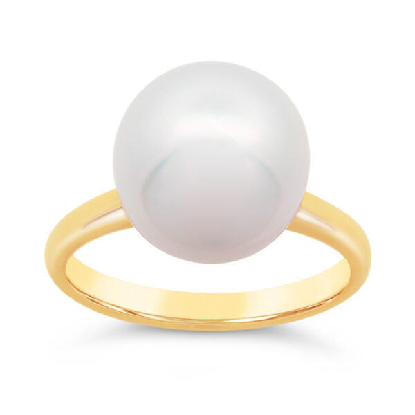 Australian South Sea White Pearl Ring with Yellow Gold Band by World Treasure Designs