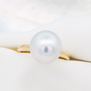 White Australian South Sea Pearl Ring in Yellow Gold by World Treasure Designs