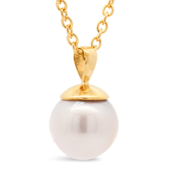 Australian White South Sea Pearl Necklace in Yellow Gold by World Treasure Designs