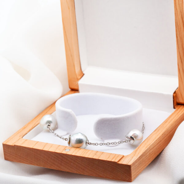 Australian South Sea White Triple Pearl Bracelet in White Gold by World Treasure Designs