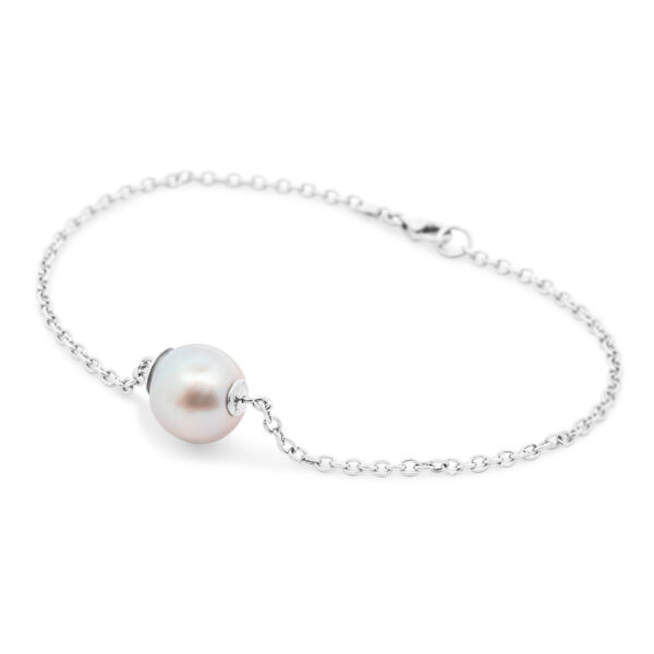 White Australian South Sea Pearl Bracelet Single Pearl in White Gold by World Treasure Designs