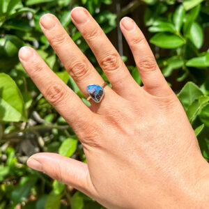 Australian Boulder Opal Purple and Blue Opal Ring in Yellow Gold by World Treasure Designs
