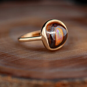 Australian Opal Ring in Yellow Gold by World Treasure Designs