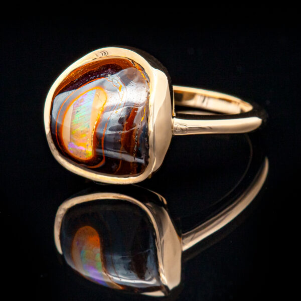 Australian Yowha Nut Opal Ring in Yellow Gold by World Treasure Designs