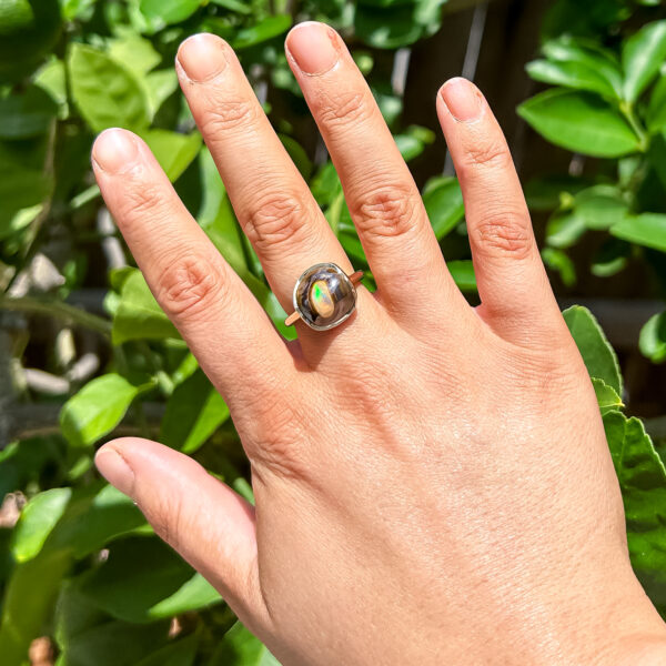 Bezel Set Australian Yowha Nut Opal Ring in Yellow Gold by World Treasure Designs