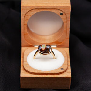 Australian Boulder Opal Ring Bezel Set in Yellow Gold by World Treasure Designs