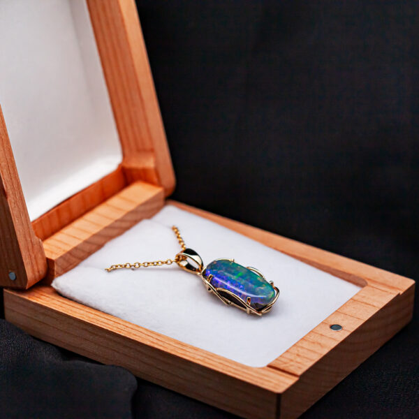 Australian Boulder Opal and Crystal Opal Front Necklace in Yellow Gold by World Treasure Designs