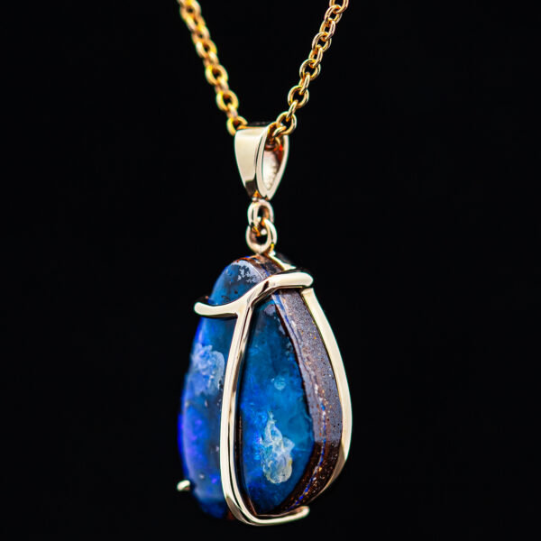 Australian Boulder Opal Necklace Set in Yellow Gold by World Treasure Designs