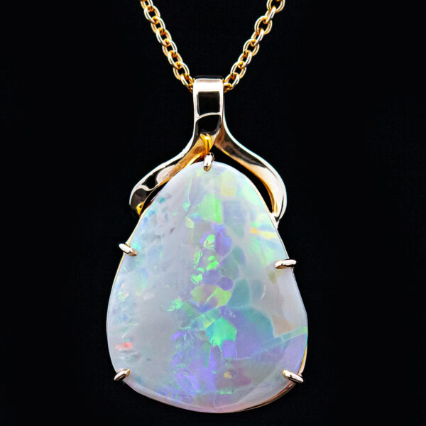 Australian Fossil Opal Necklace in Yellow Gold by World Treasure Designs