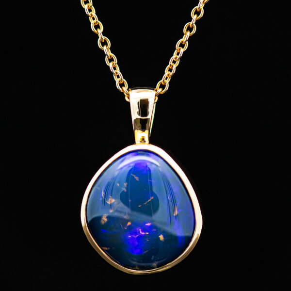 Australian Fossilized Water Lily Opal Necklace in Yellow Gold by World Treasure Designs