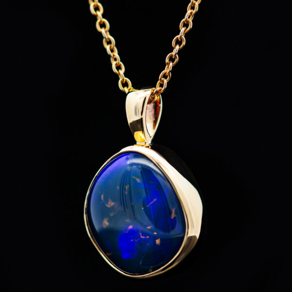 Australian Fossilized Water Lily Opal Pendant in Yellow Gold by World Treasure Designs