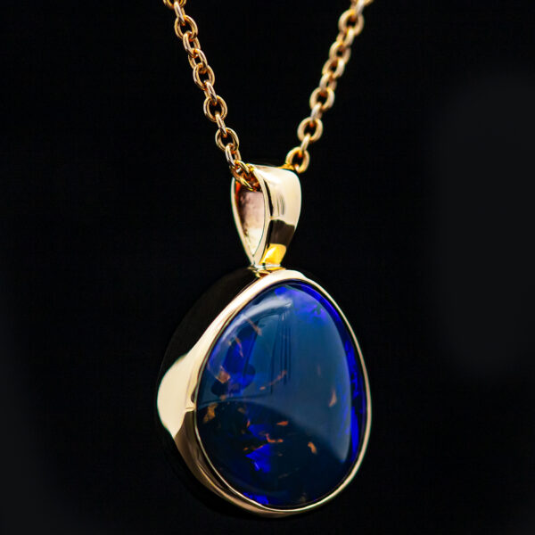 Australian Opal Necklace with Fossil Water Lily in Opal in Yellow Gold by World Treasure Designs