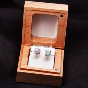 Rainbow Australian Opal Crystal Studs in Yellow Gold by World Treasure Designs