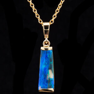 Australian Fossil Wood Opal Necklace in Yellow Gold by World Treasure Designs