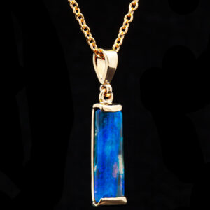 Australian Fossil Wood Opal Pendant in Yellow Gold by World Treasure Designs