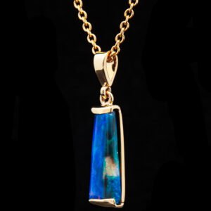 Australian Fossilized Wood Opal Necklace in Yellow Gold by World Treasure Designs