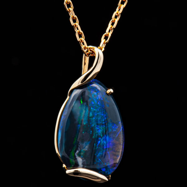 Australian Black Opal Pendant with Yellow Gold Accent in Yellow Gold by World Treasure Designs