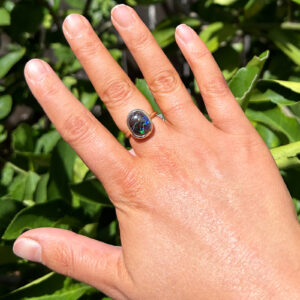 Australian Blue-Green Boulder Opal Ring in Yellow Gold by World Treasure Designs