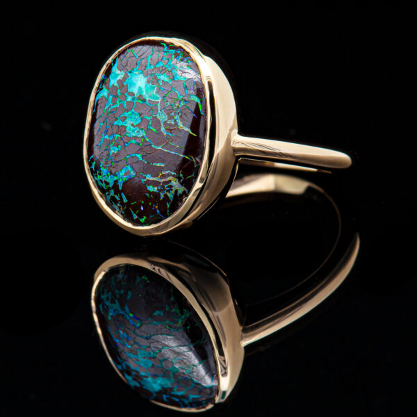 Australian Boulder Opal Ring in Yellow Gold by World Treasure Designs
