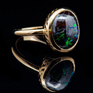Australian Boulder Opal Ring in Yellow Gold by World Treasure Designs