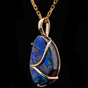Australian Yowah Boulder Opal Necklace with Yellow Gold Accent in Yellow Gold by World Treasure Designs