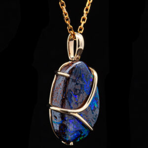 Australian Yowah Boulder Opal Pendant in Yellow Gold by World Treasure Designs