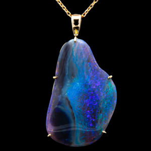 Australian Fossil Shell Opal Necklace in Yellow Gold by World Treasure Designs